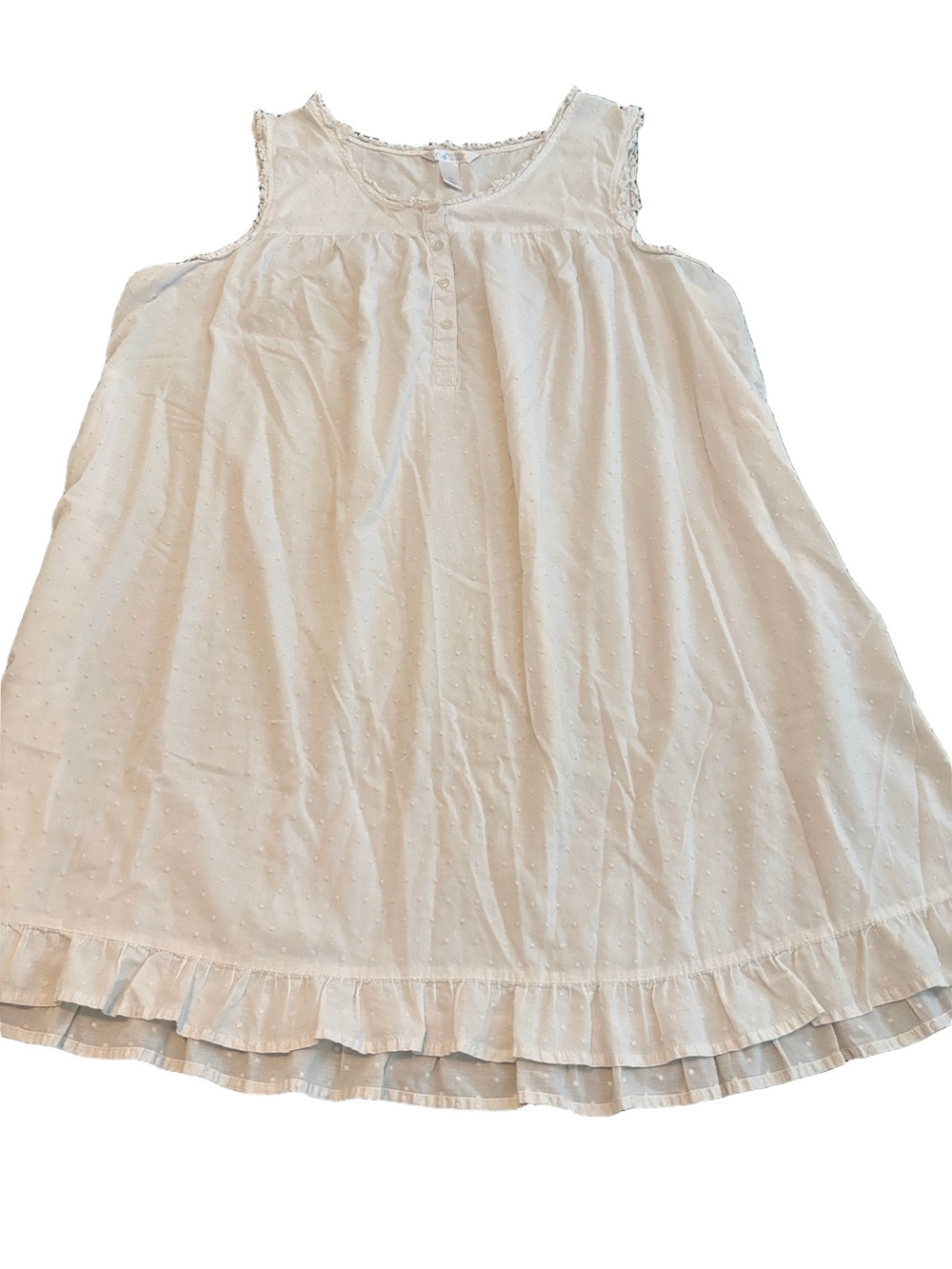 Adonna Sleeveless Nightgown Cotton Swiss Dot Cottagecore Feminine Romantic XXL
